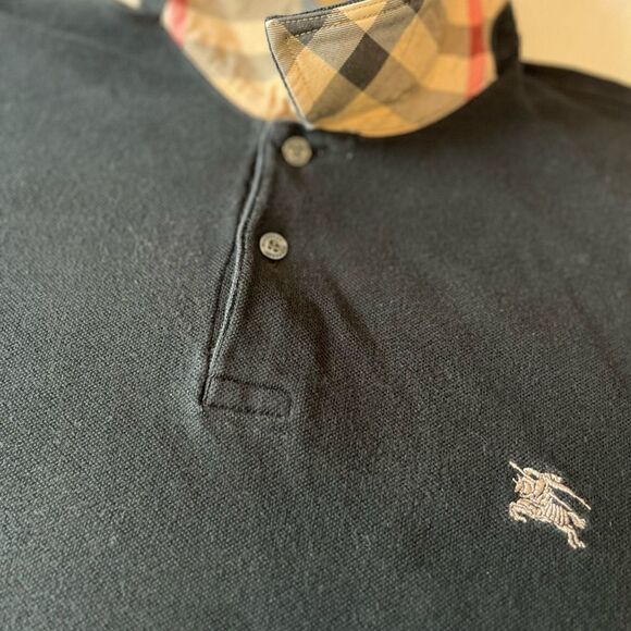 Burberry Men’s Navy Blue Short Sleeve Collared Polo Shirt Size XXL - Picture 2 of 7